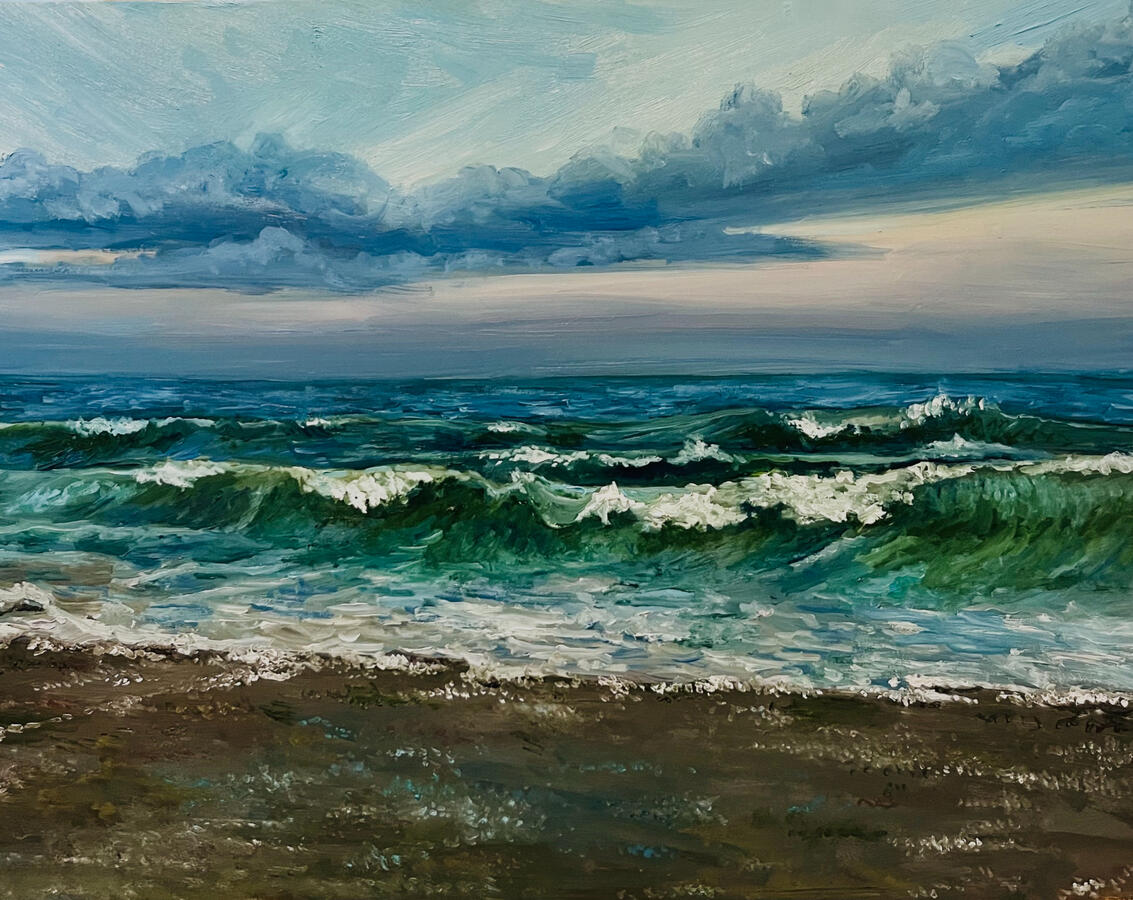Embrace of the Tides, 18x14x2"oil on canvas. Unvailable. 2024
