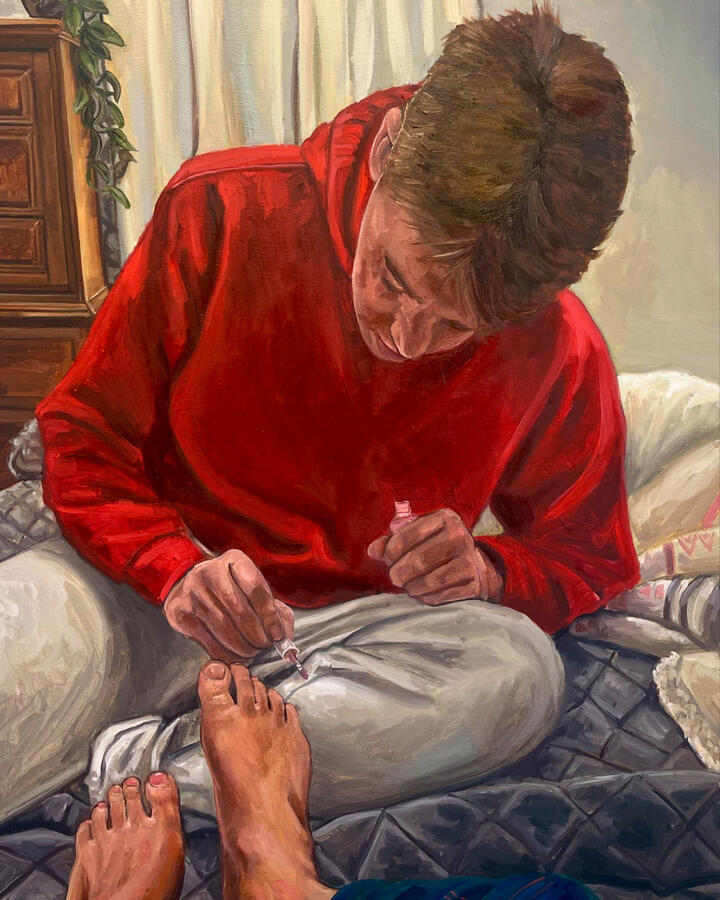 Sorry, My Big Toe Is Still A Bit Hairy! Oil on Canvas. 2025